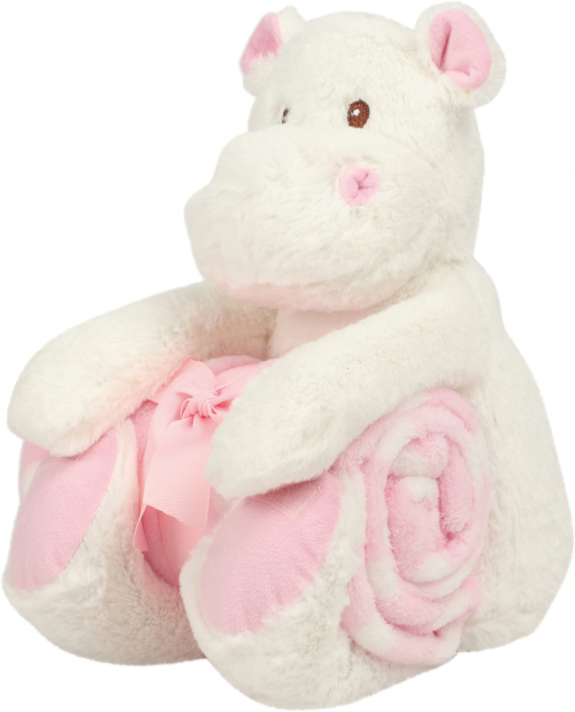 Hippo oder Hase inkl. Babydecke mit Name & Datum bestickt